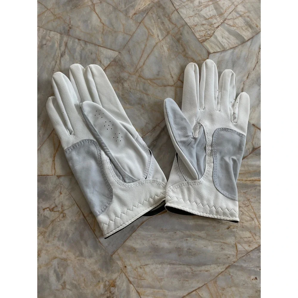 FootJoy Womens White Golf Gloves Pair Hook and Loop Logo Breathable Perforated